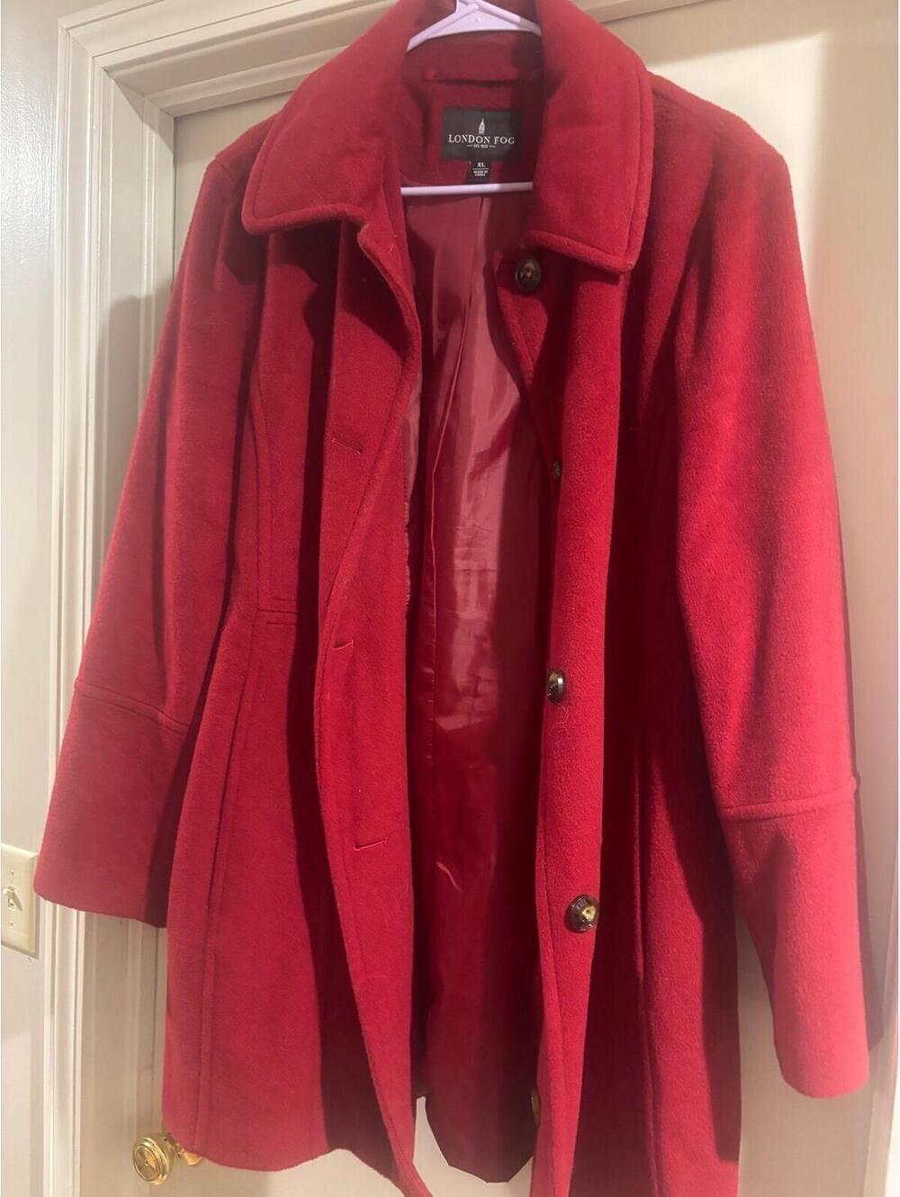 LONDON FOG RED WOOL BLEND COAT Y2K VIBES | WOMEN’S XL | PRELOVED